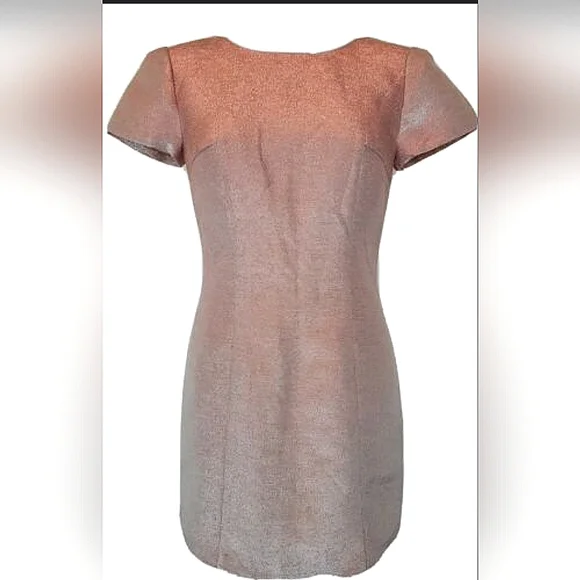 Express Pink Metallic Short Sleeve Dress Sz 8 - Picture 2 of 12